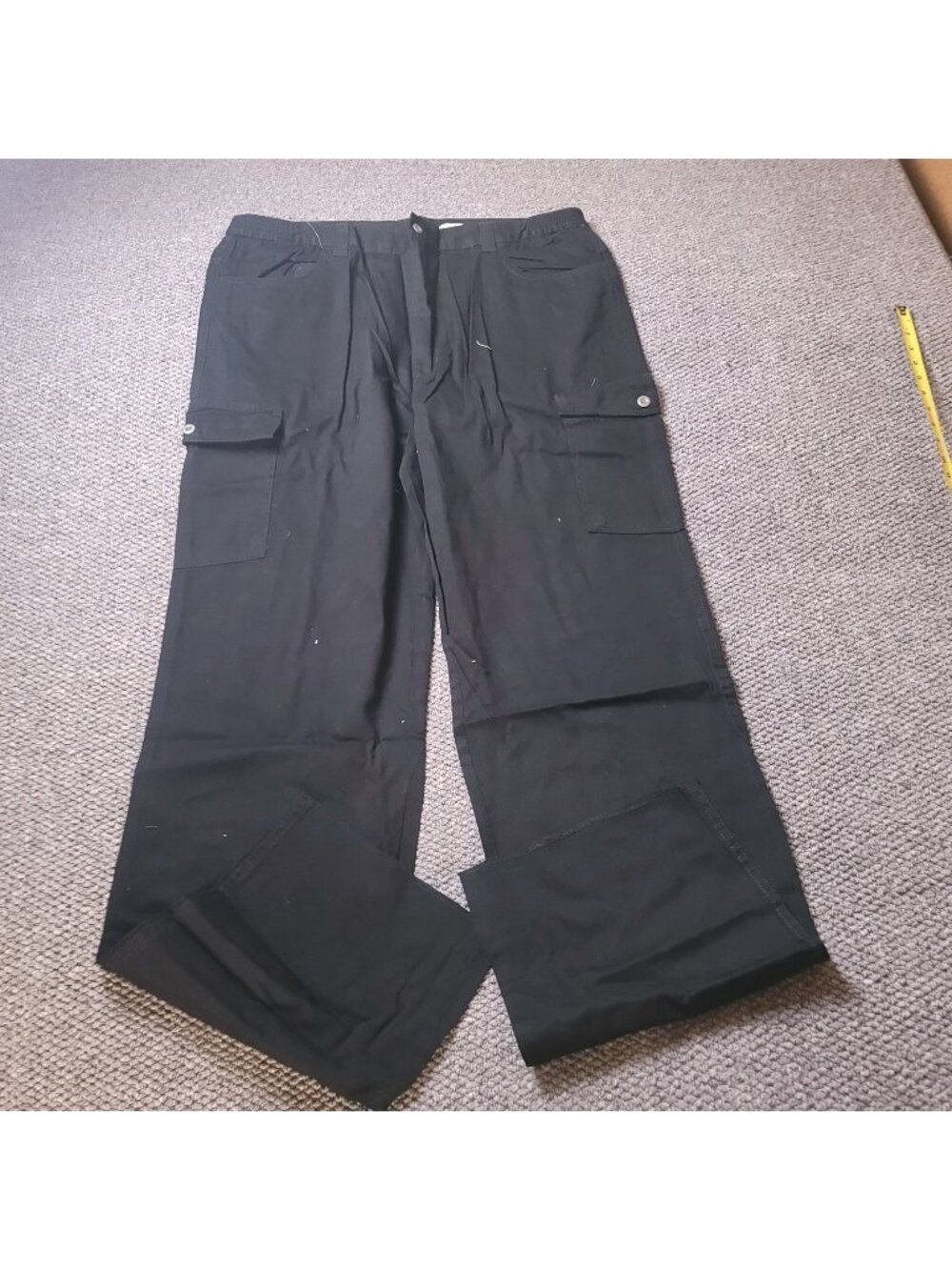 Boulder Creek Cargo Pants Mens 42 x40L Big Tall Khaki Elastic LL Chino Black y2K